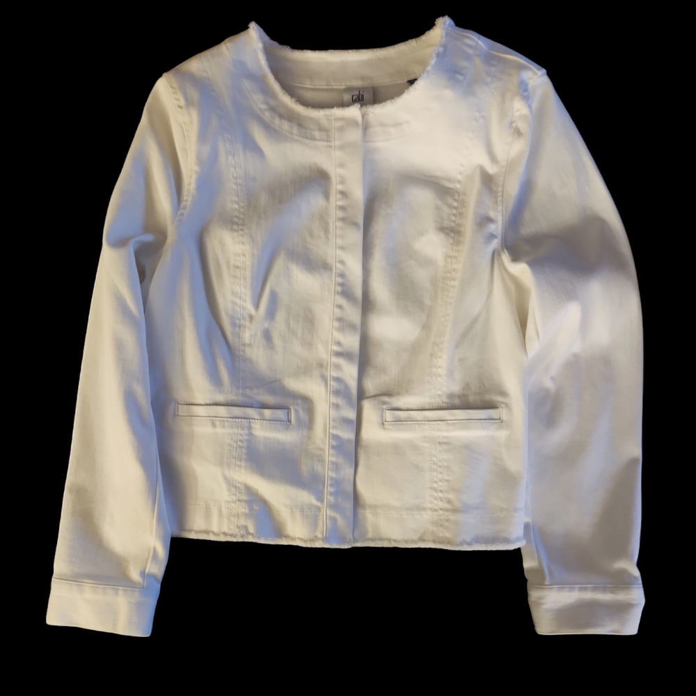 CABI WHITE JEAN JACKET-Size Large